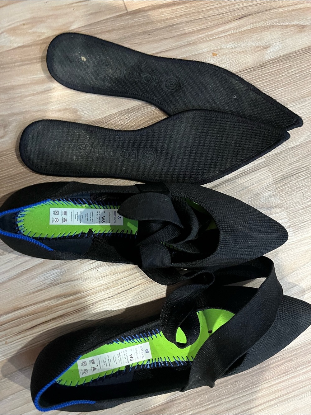 Rothy's Black Bow Pointed Toe Flats - Picture 3 of 4